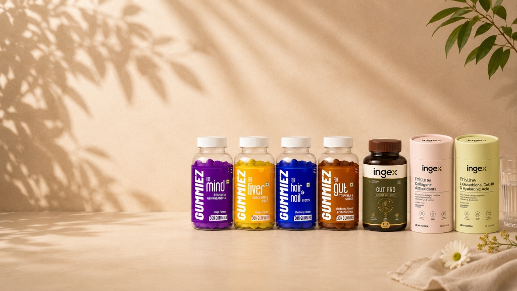 Ingex Lab GUMMIEZ, Gut Pro Capsules & Pristine Formulation Canisters Commercial Photoshoot