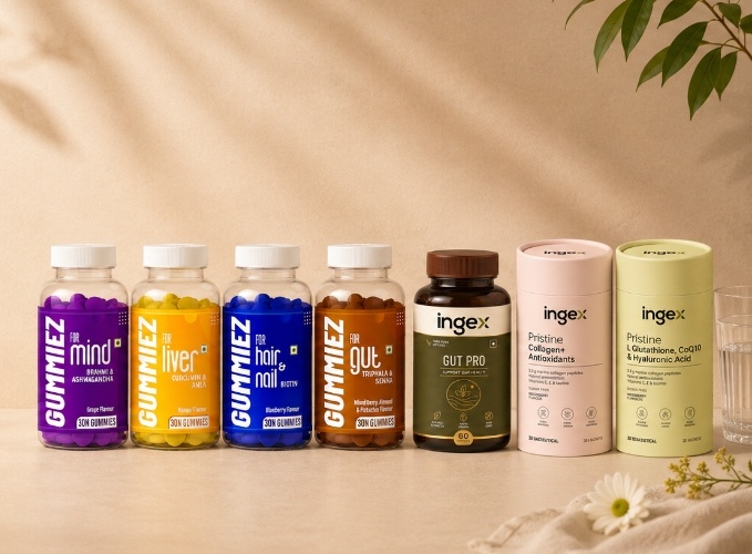 Ingex Lab GUMMIEZ, Gut Pro Capsules & Pristine Formulation Canisters Commercial Photoshoot